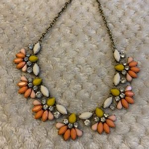 Coral, yellow, white gem necklace.